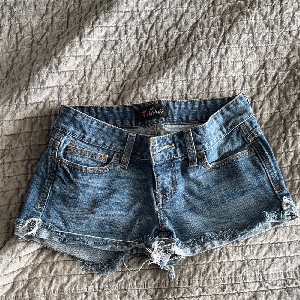 Guess Women's Distressed Blue Jean Shorts